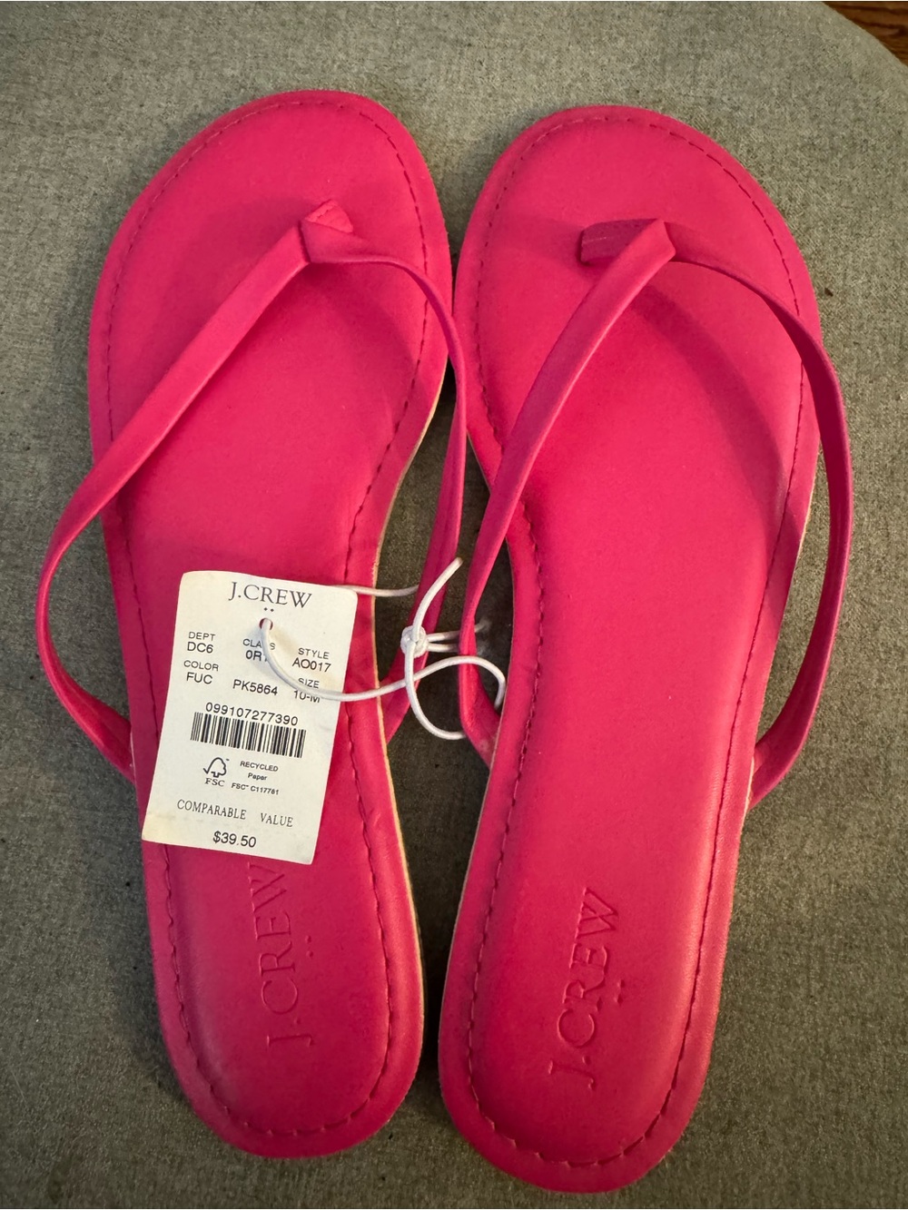 J. Crew Bright Fuchsia Thong Sandals